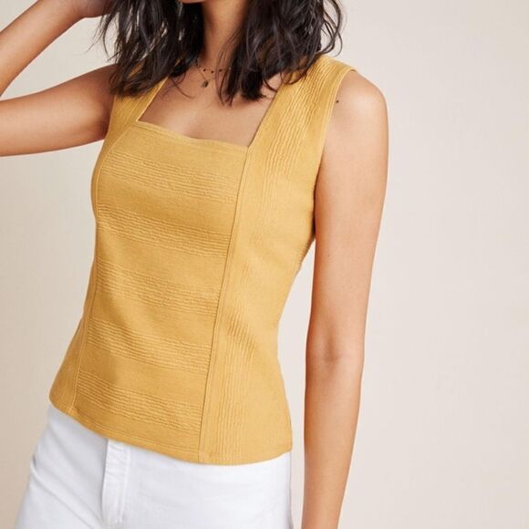 Maeve Anthropologie Stephie Cross-Back Gold Top Size Small - Picture 2 of 12